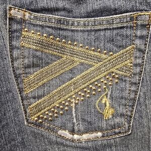 Vintage Baby Phat Jeans. Women's Size 24. Y2K Distressed, Cropped, Wide Leg.